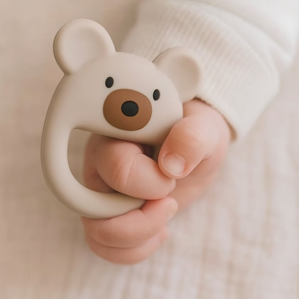 Beige Bear Baby Teether - Gender Neutral