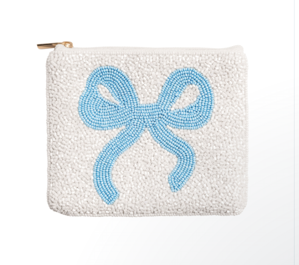 Blue Bow Beaded Case