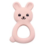Light pink silicone rabbit shaped baby teether