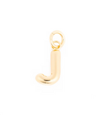Gold charm a glossy puffed letter J with a small top clasp