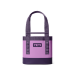 Purple and pink tote bag with YETI logo on a white background