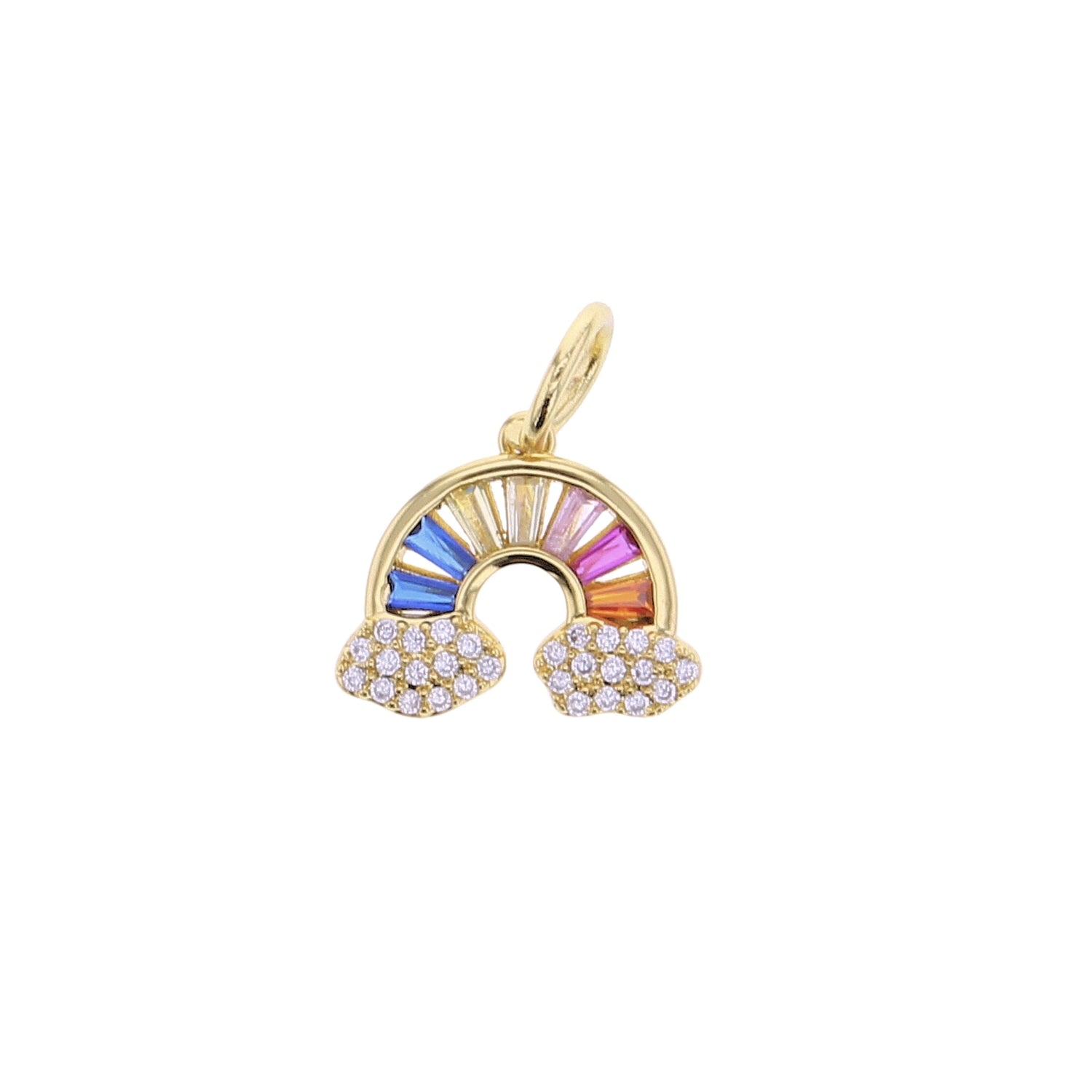 Colorful CZ Rainbow with Clouds Charm