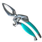 Stainless steel fishing pliers with teal rubberized handles