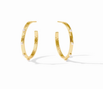 Gold hoop earrings with small white pearls