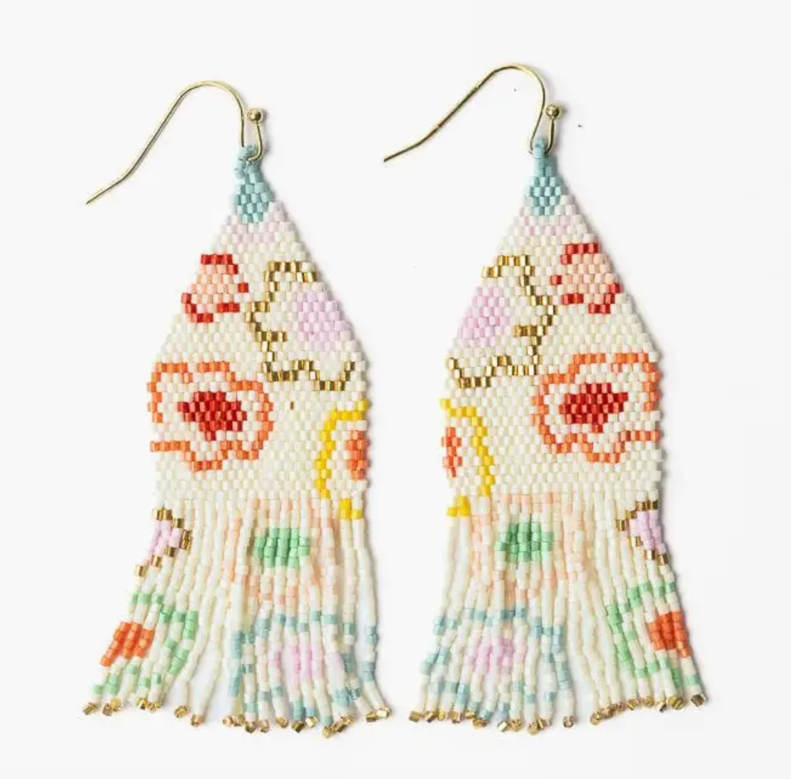 Delilah Poppies Beaded Fringe Earrings Multi