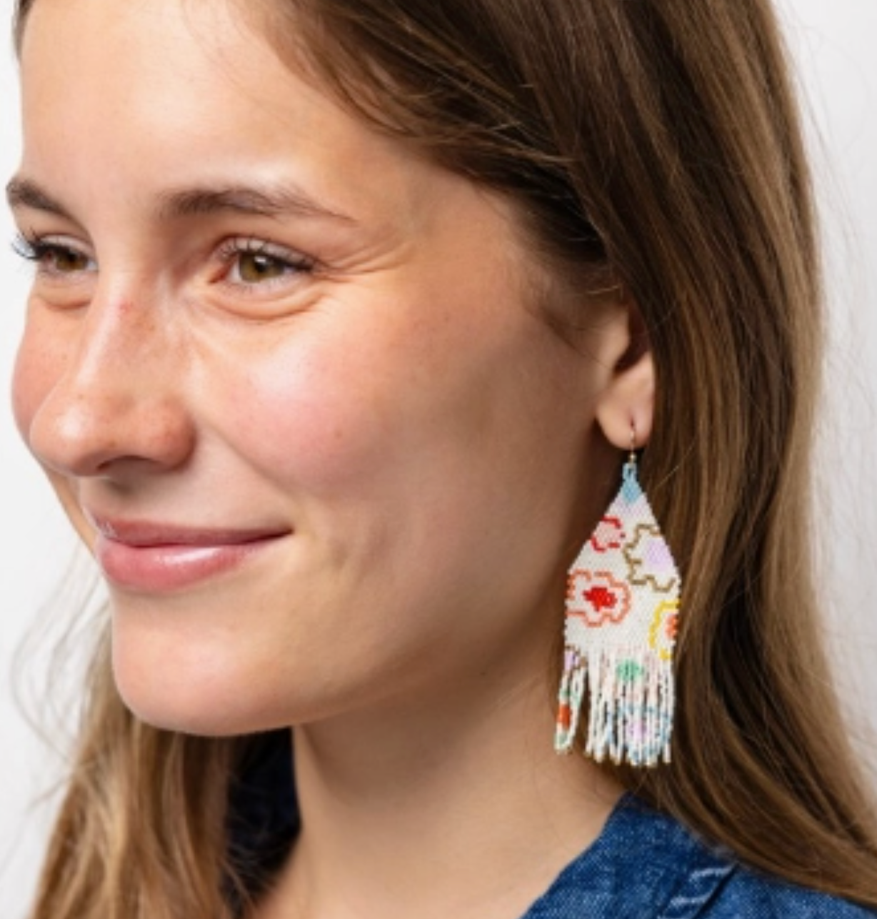 Delilah Poppies Beaded Fringe Earrings Multi