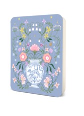 Blue notebook with a floral vase illustration
