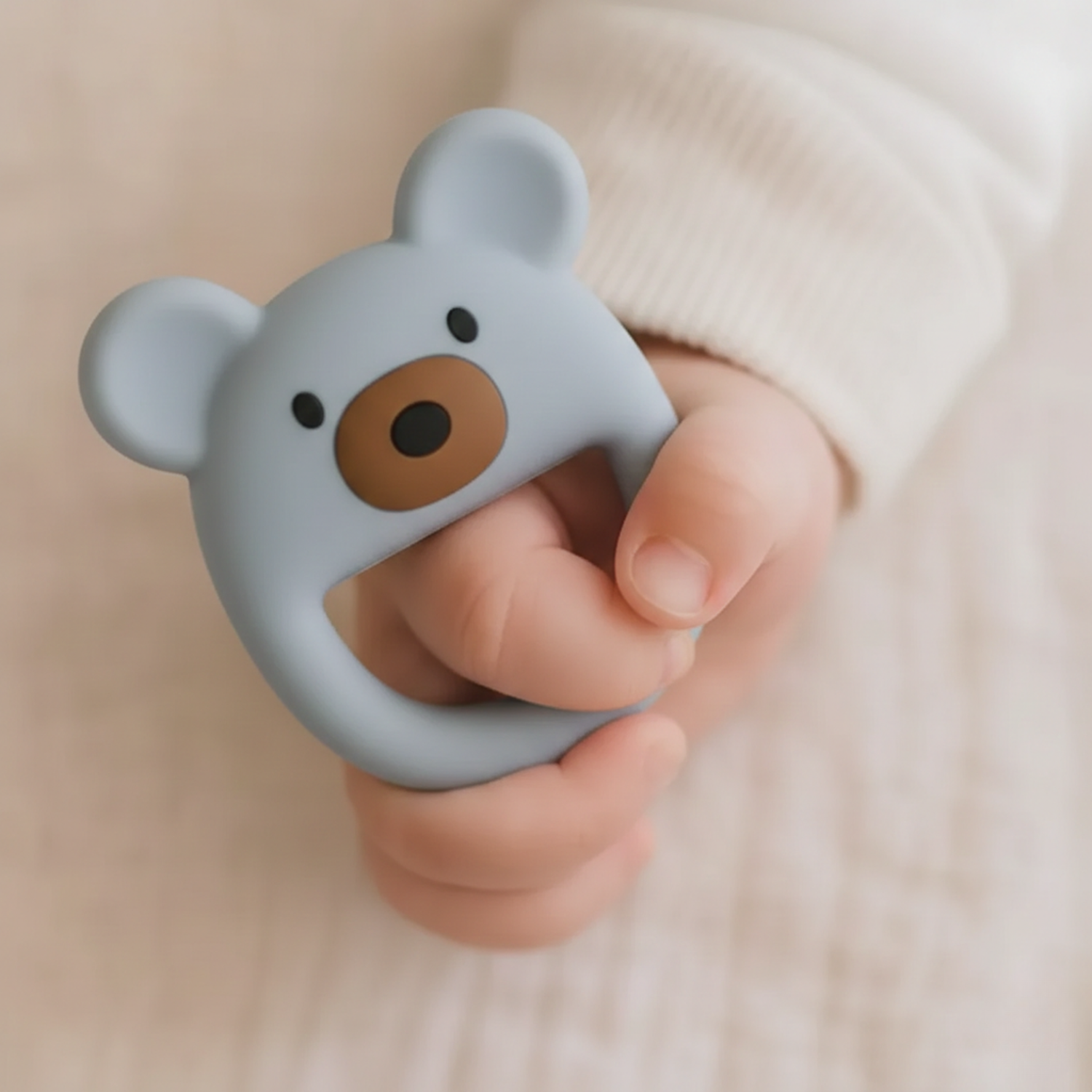 Dusty Blue Bear Baby Teether