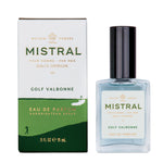 Mistral Golf Valbonne eau de parfum spray bottle and packaging box