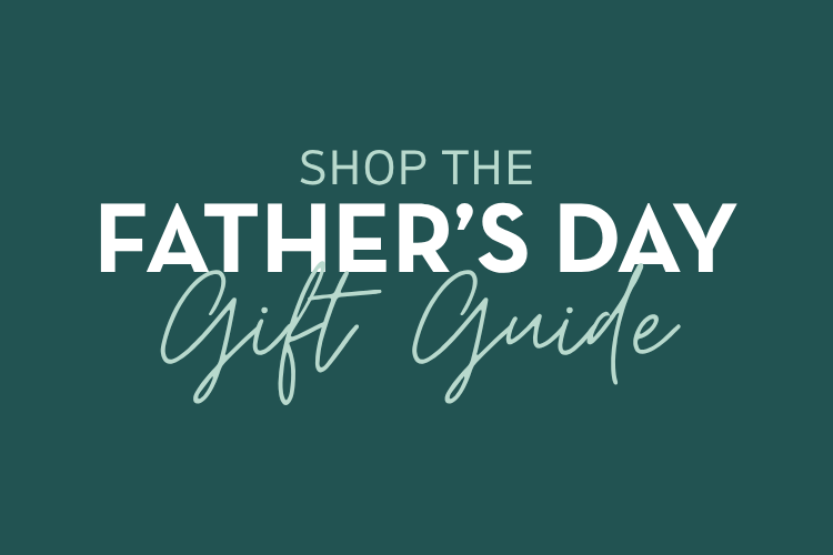 Text 'Shop the Father's Day Gift Guide' on a teal background