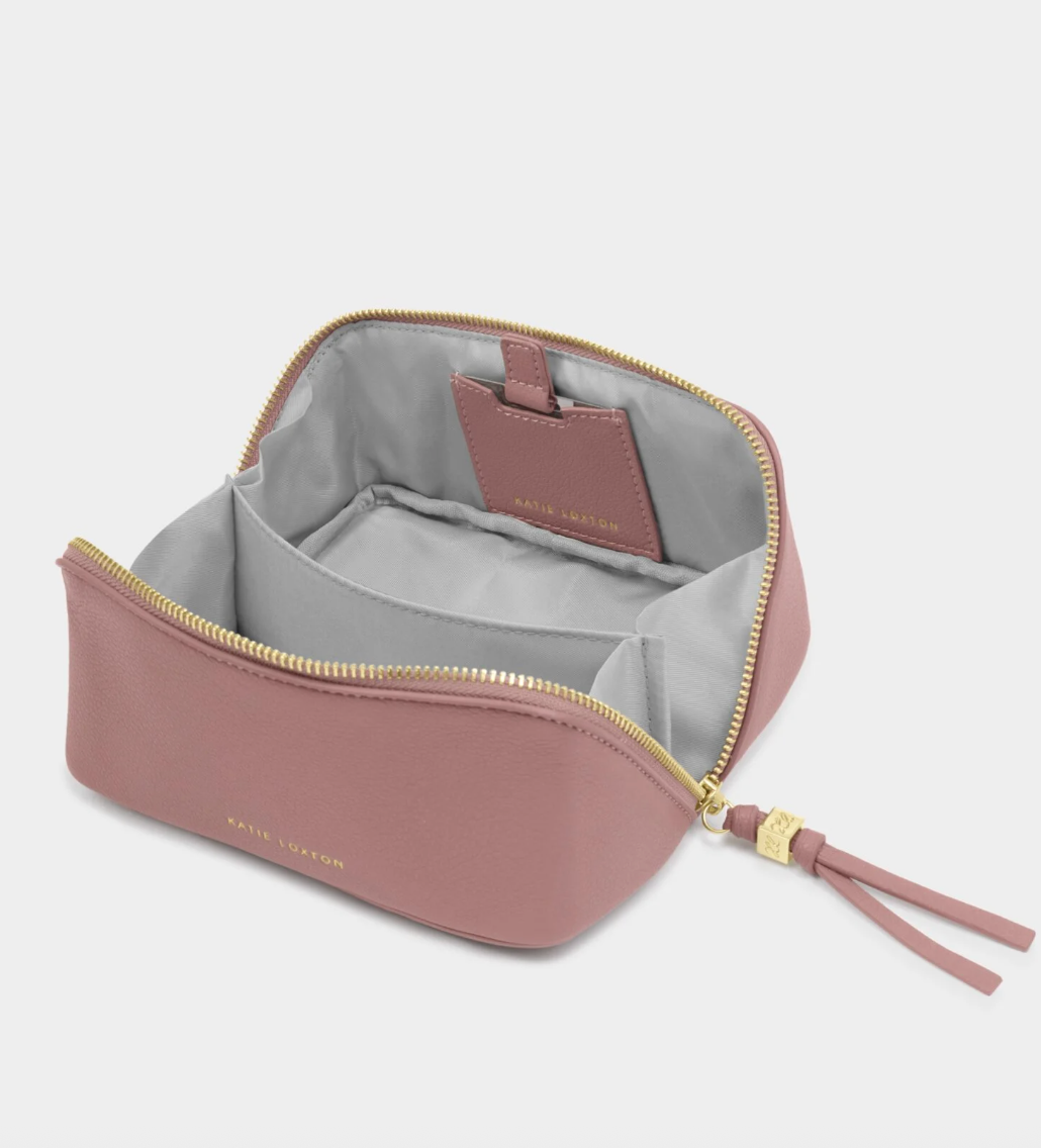 Fold-Out Mirror Make Up Bag - Deep Rose