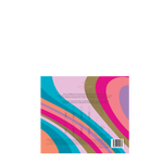 Graphic design Glasshouse Fragrances Eau de Parfum collection box featuring vibrant abstract waves in pink, teal, gold, and orange, with a gold logo, eight mini fragrance vials, and a keyring for a 5ml vial
