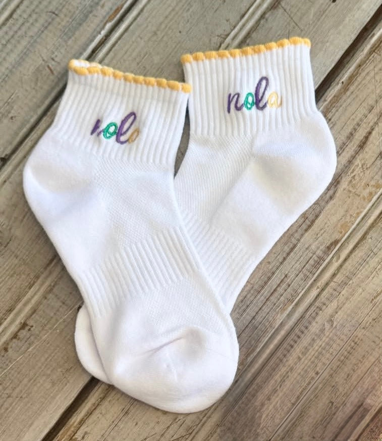 MG Nola Embroidered Ankle Socks Adult