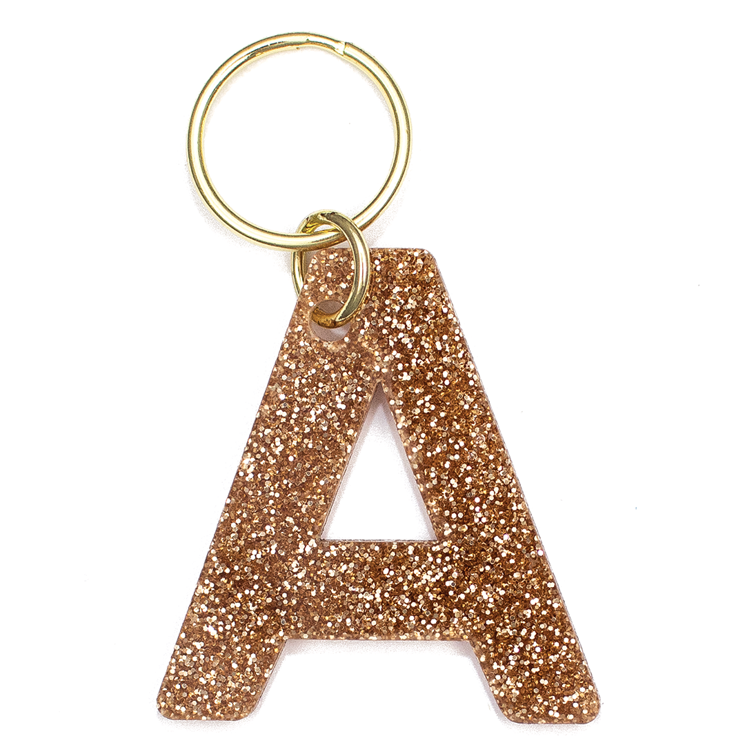 Glitter Initial Keychain