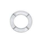 Clear glass circular serving tray with four separate compartments