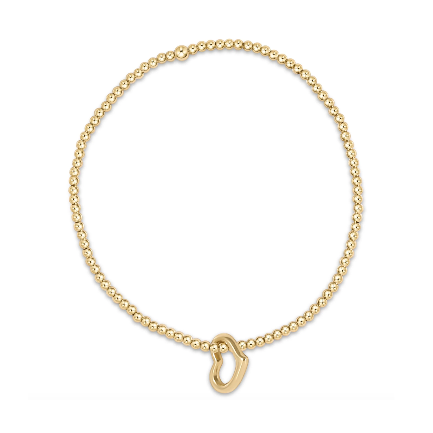 Gold beaded stretch bracelet with a heart charm