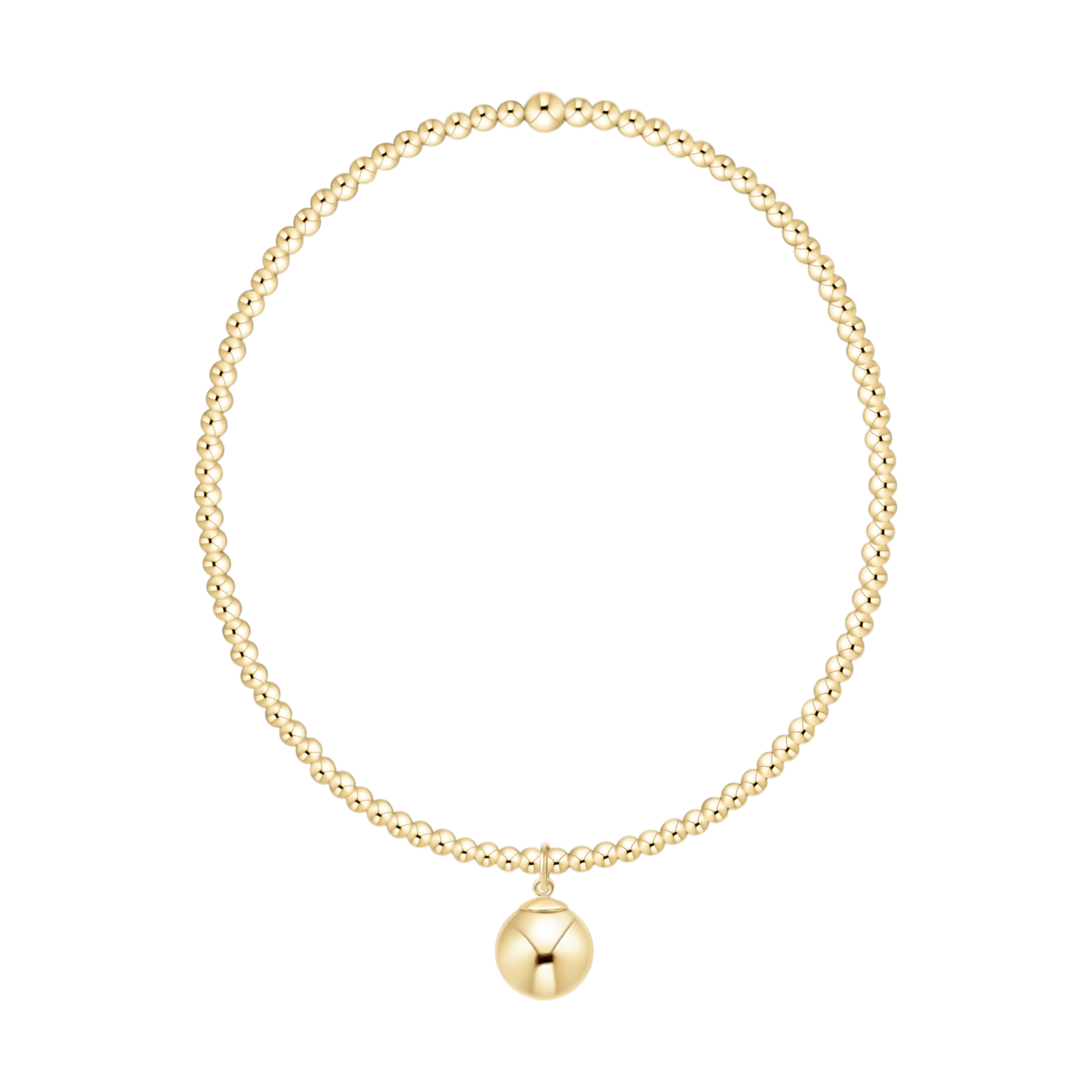 Gold 2mm Bracelet Gold 8mm Charm
