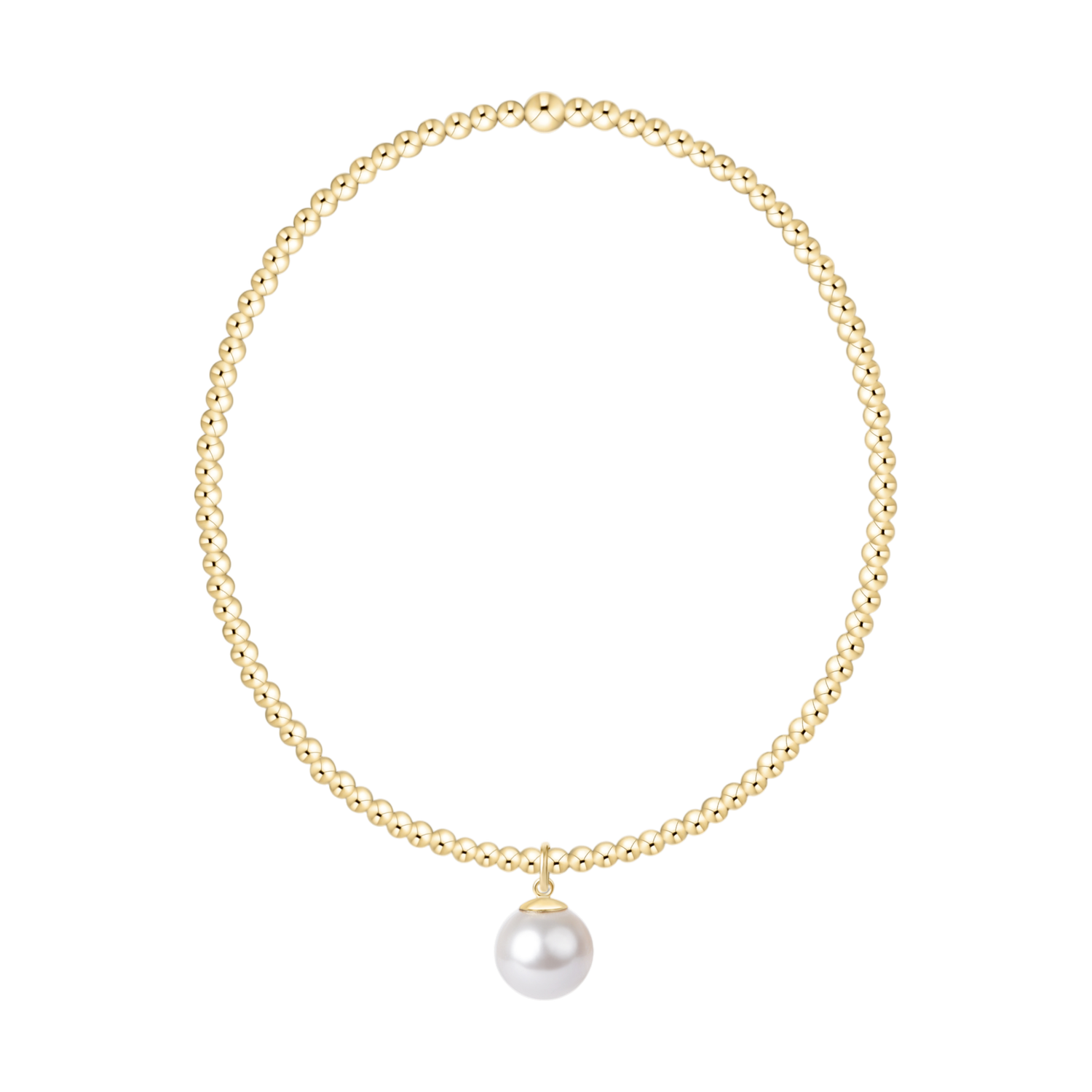 Gold 2mm Bracelet Pearl 8mm Charm