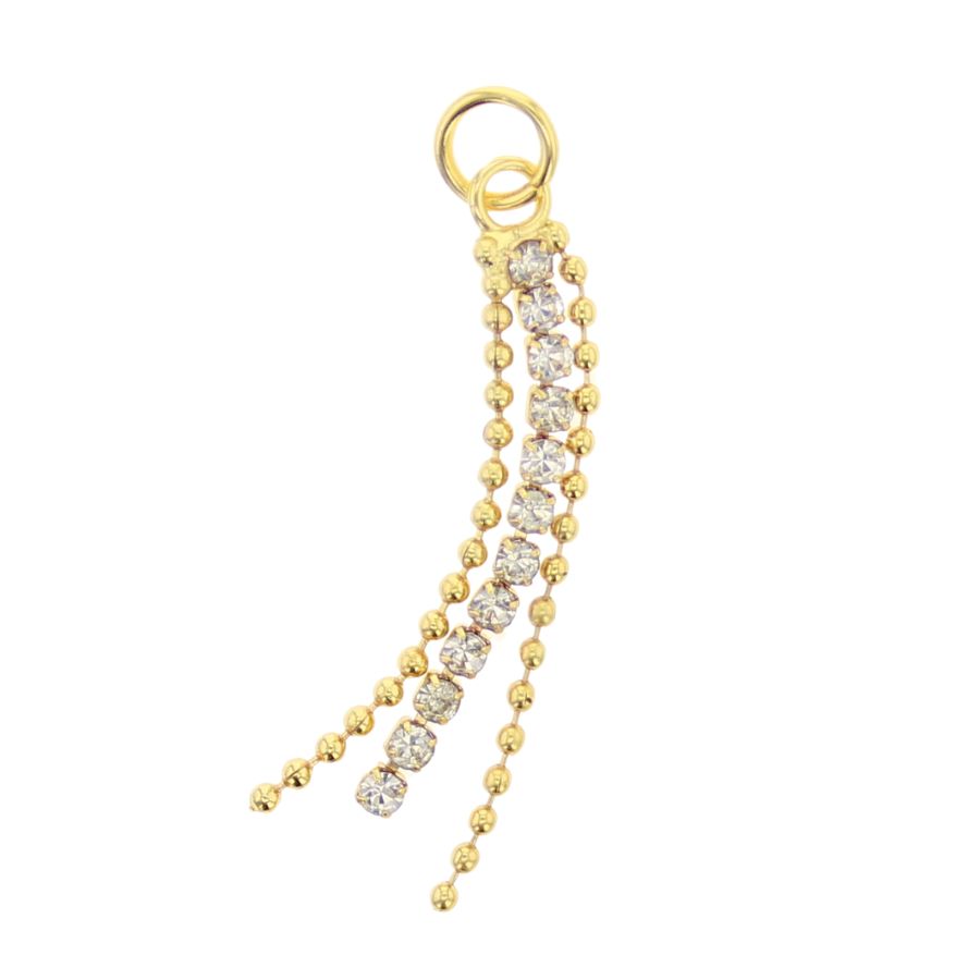 Gold 3 Chain CZ Charm