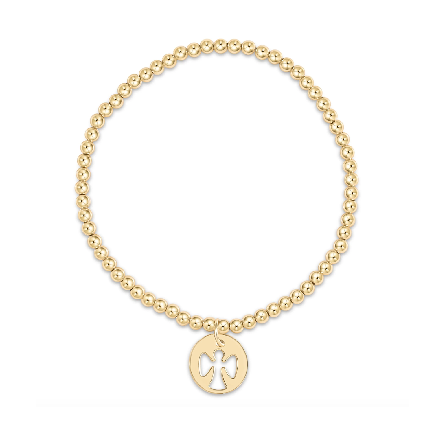 Gold 3mm Bracelet Guardian Angel Small Gold Disc