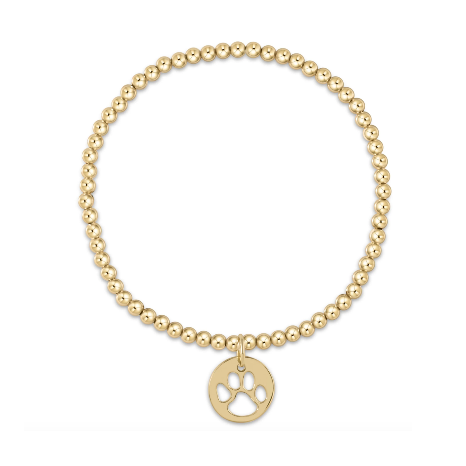 Gold 3mm Bracelet Paw Print Gold Disc