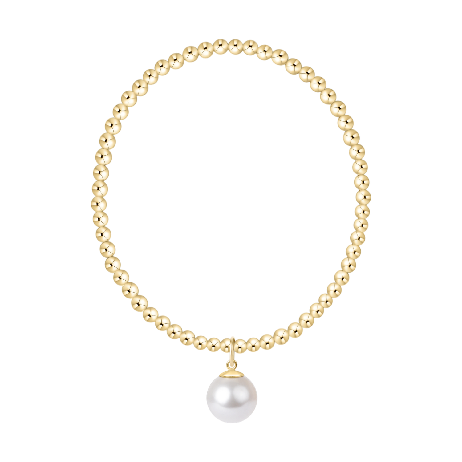 Gold 3mm Bracelet Pearl 10mm Charm