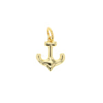 Gold jewelry charm with a highly polished classic anchor design and an integrated jump ring