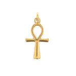 Gold Ankh pendant with a shiny, polished finish and an integrated bail for a chain