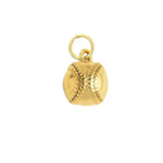 Gold baseball charm featuring embossed stitching details and a top jump ring