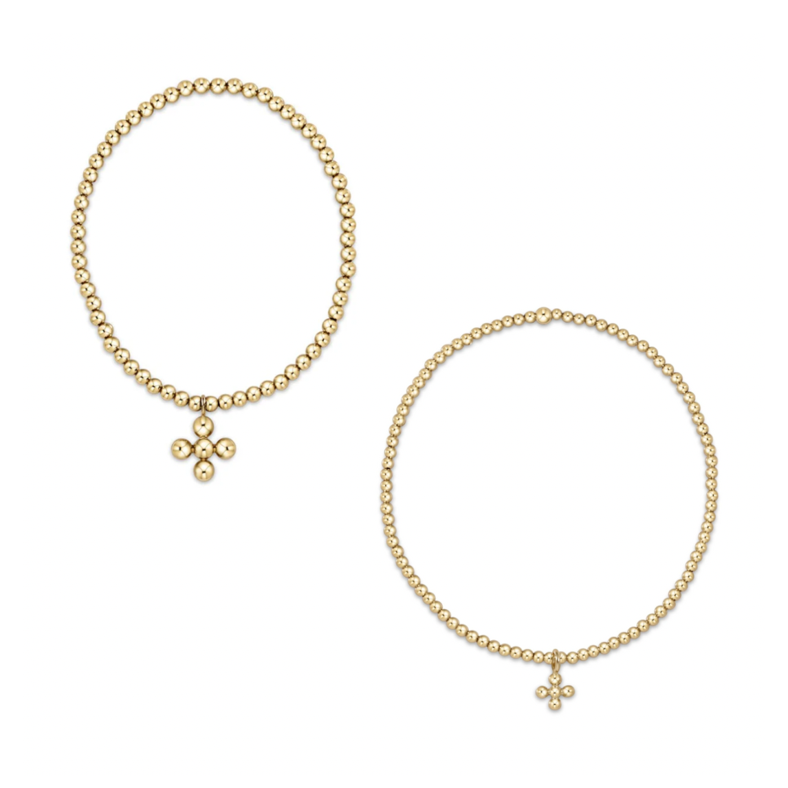 Gold Bead w/ Bead Cross Charm