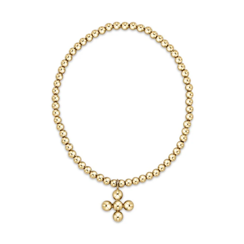 Gold Bead w/ Bead Cross Charm