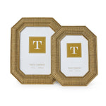 Two gold beaded octagonal picture frames of different sizes