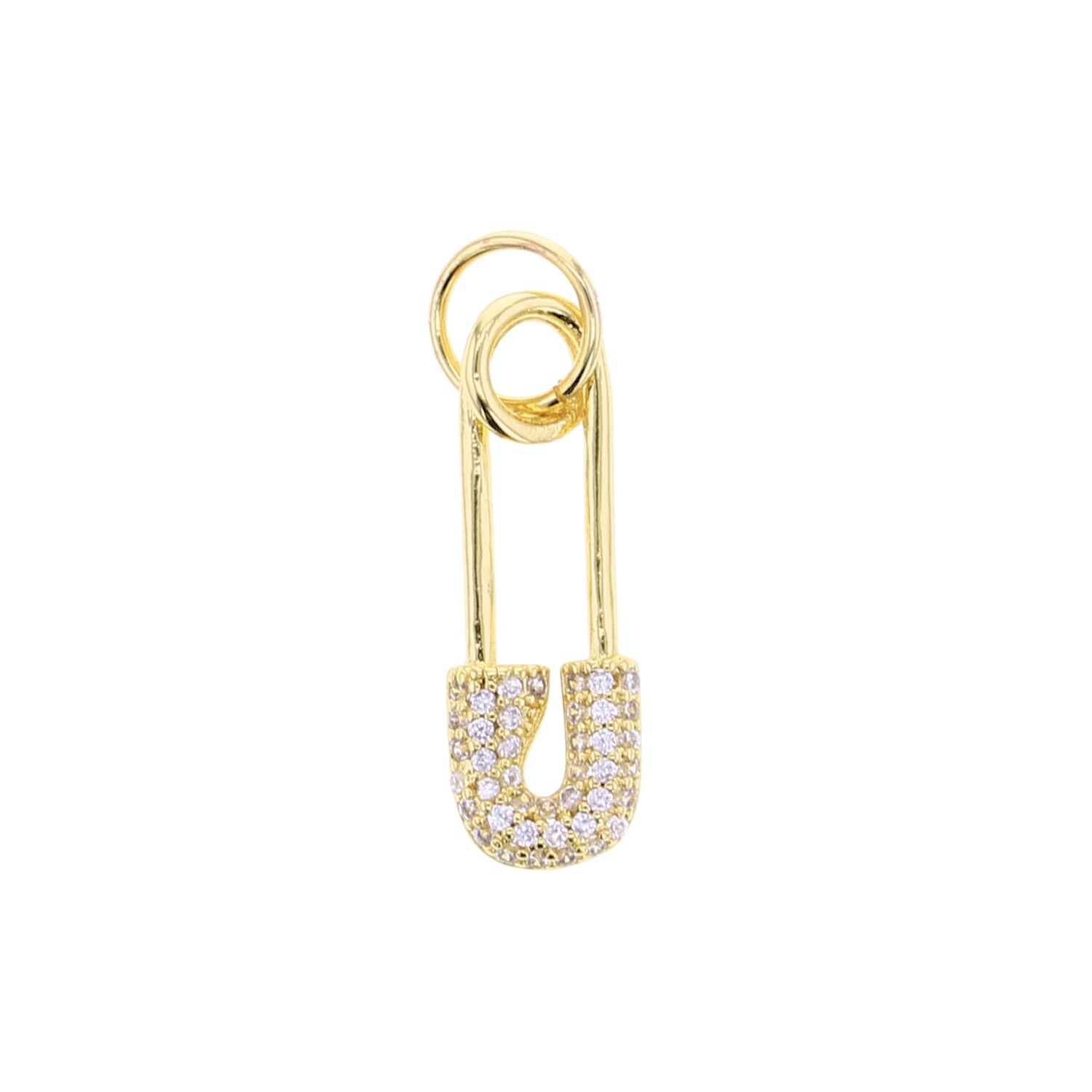 Gold CZ Diaper Safety Pin Charm