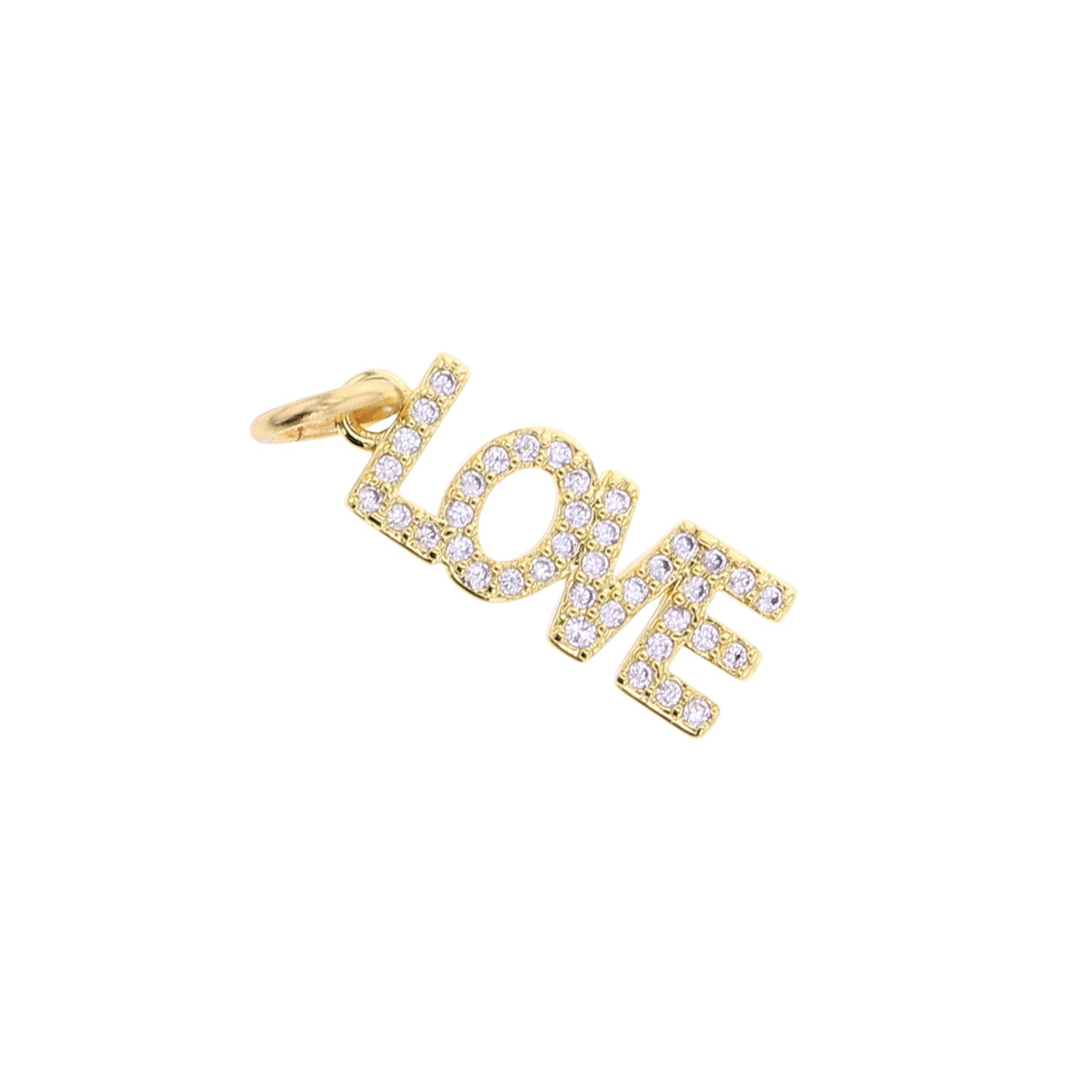Gold CZ LOVE Charm