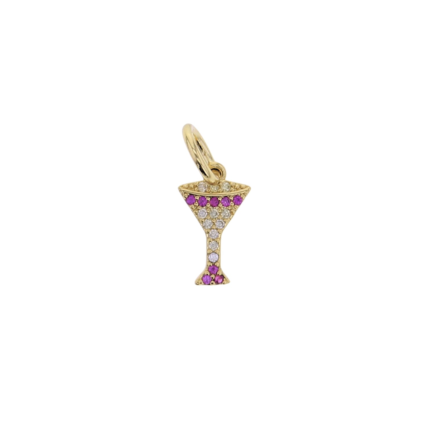 Gold CZ Martini Glass Charm