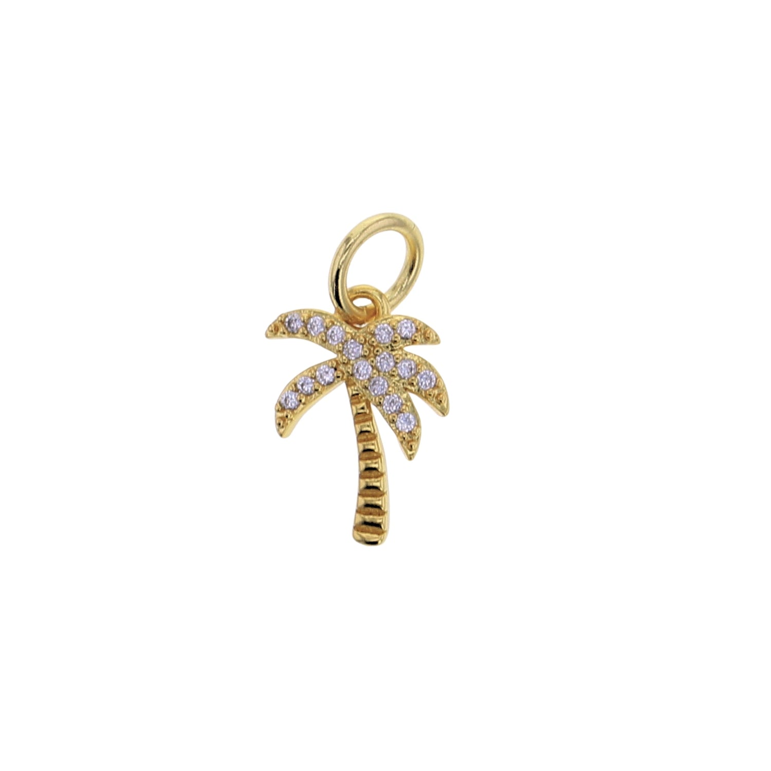 Gold CZ Palm Tree Charm