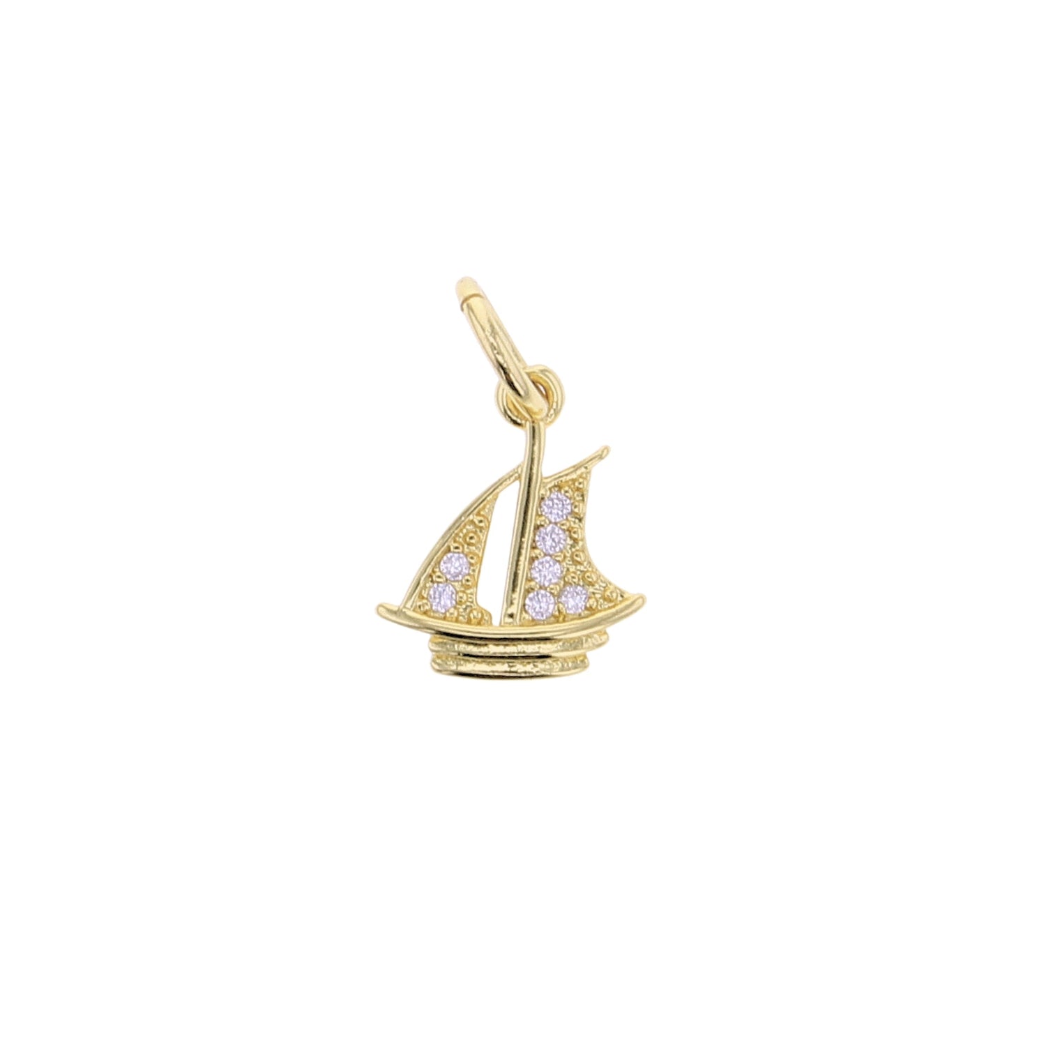 Gold CZ Sailboat Charm