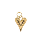 Gold charm of a shiny puffed heart pendant with a small jump ring at the top