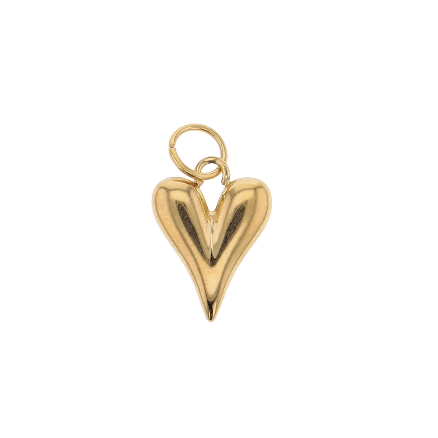 Gold Elongated Puffy Heart Charm