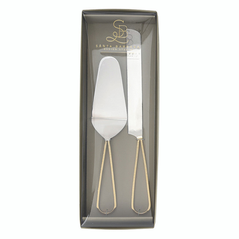 Gold Handle Cake Knive + Server