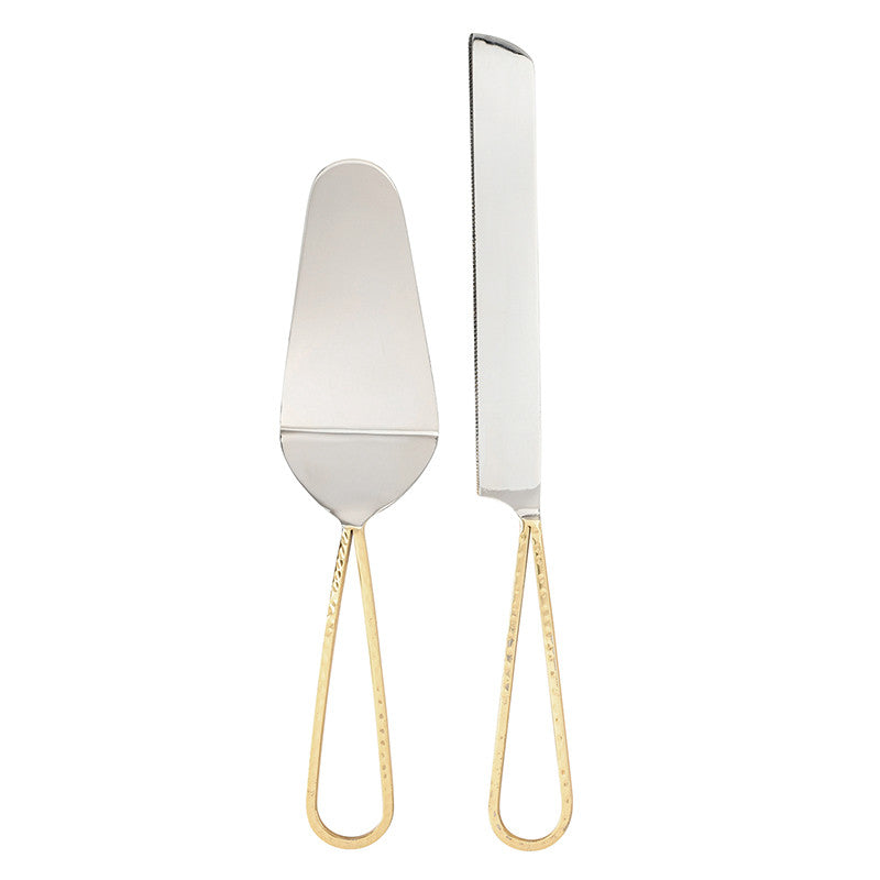 Gold Handle Cake Knive + Server