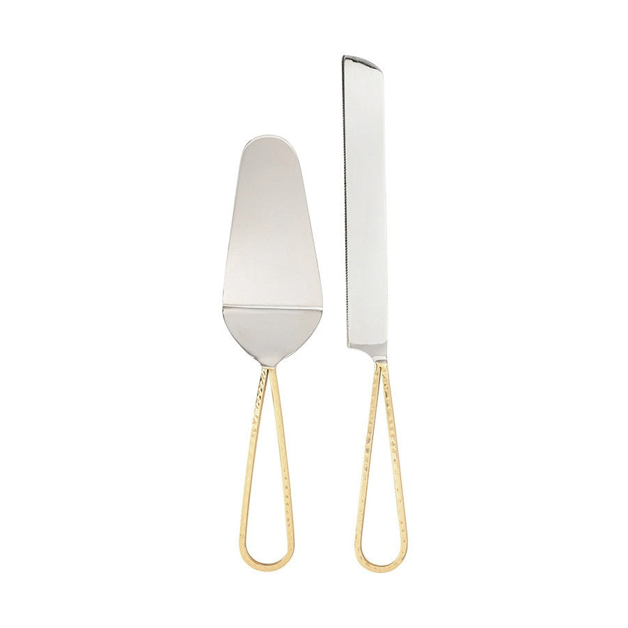 Gold Handle Cake Knive + Server