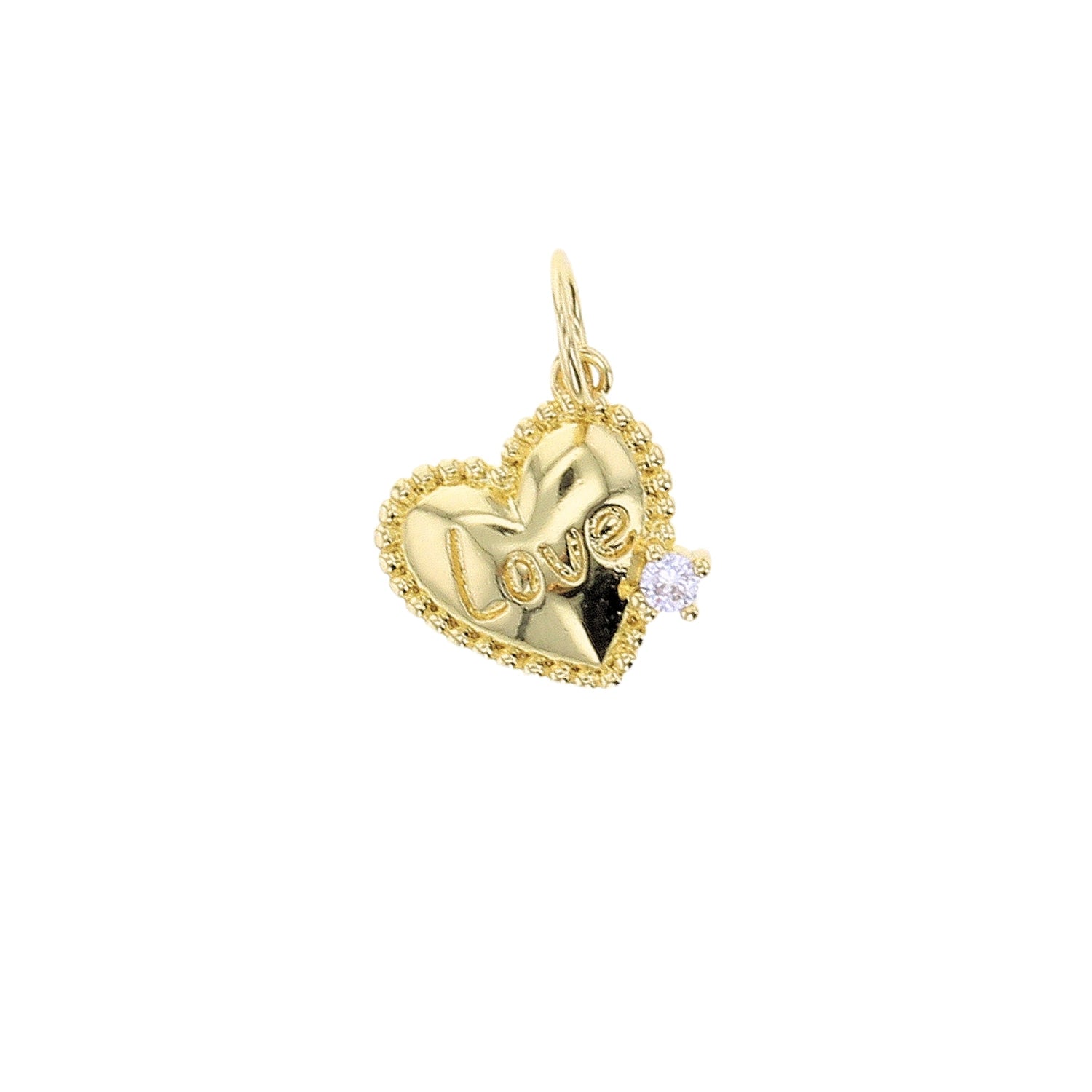 Gold Heart "Love" with CZ Charm