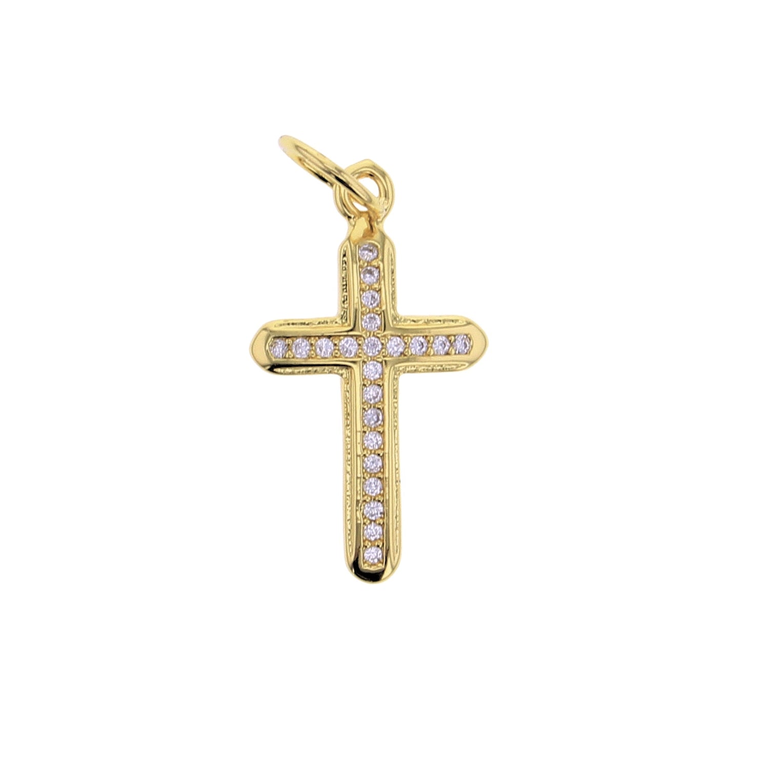 Gold Large CZ Cross Charm