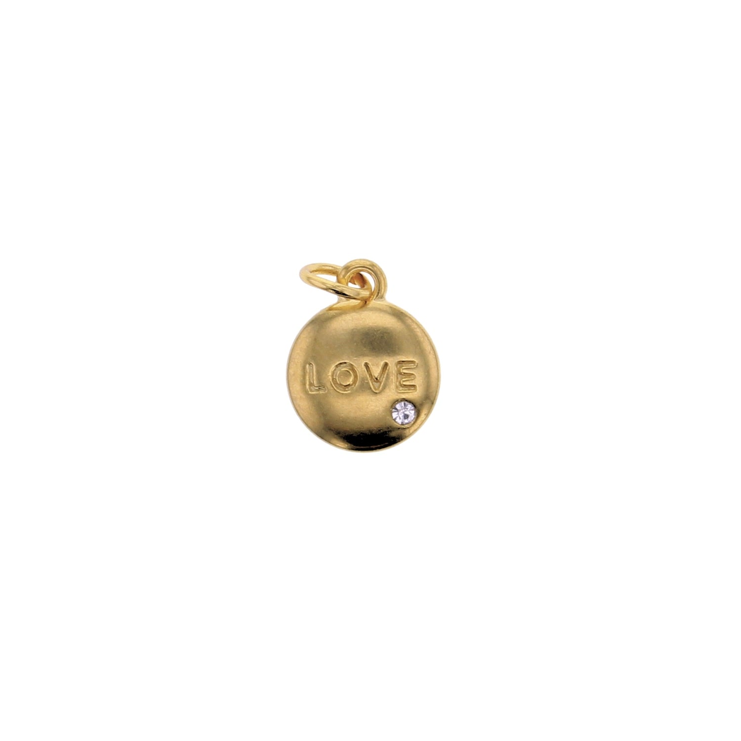 Gold Love Disc with CZ Charm