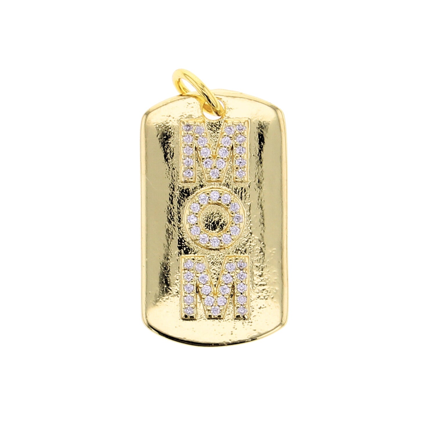 Gold MOM Dog Tag Charm