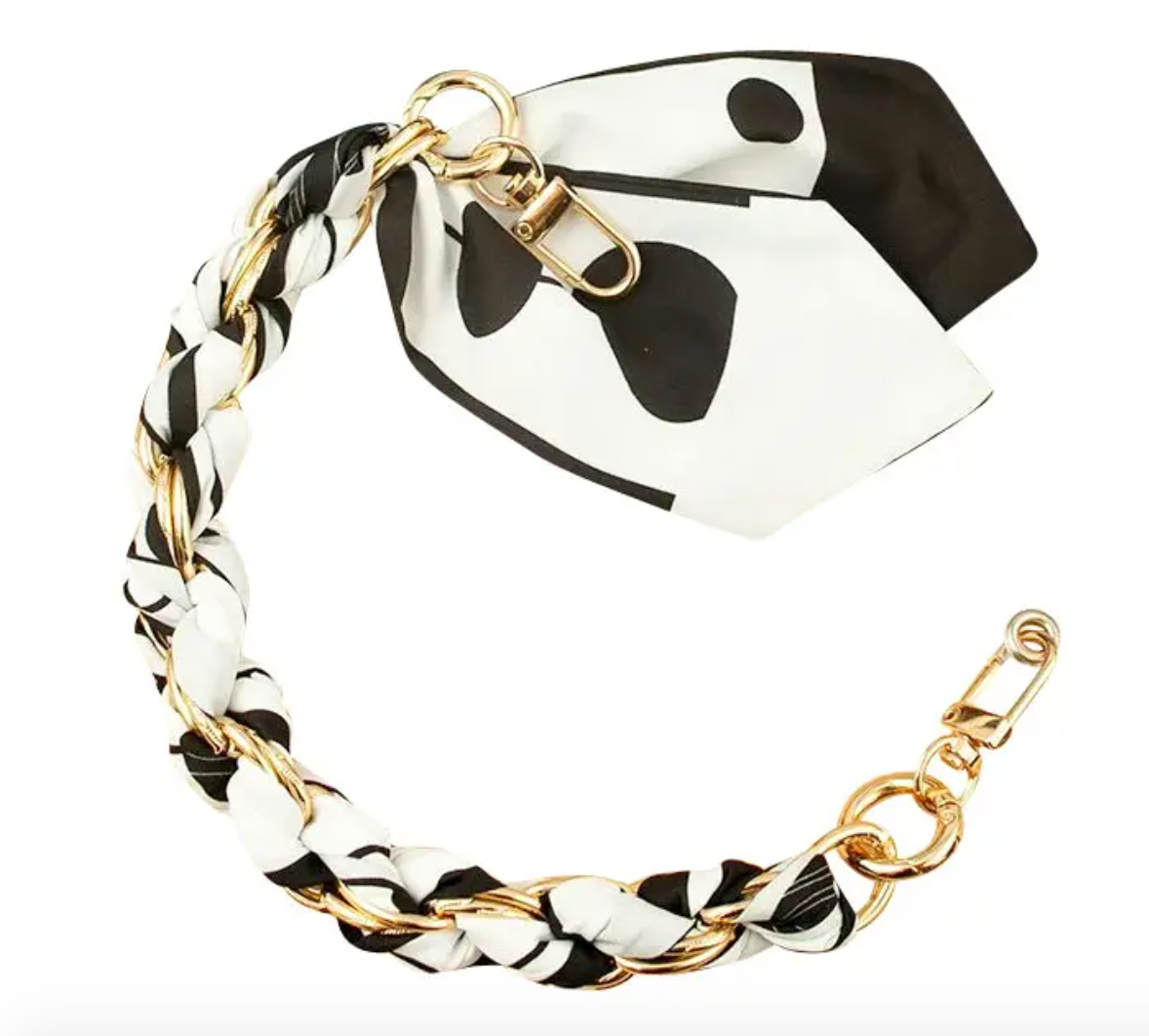 Gold Phone Chain with Scarf Black and White
