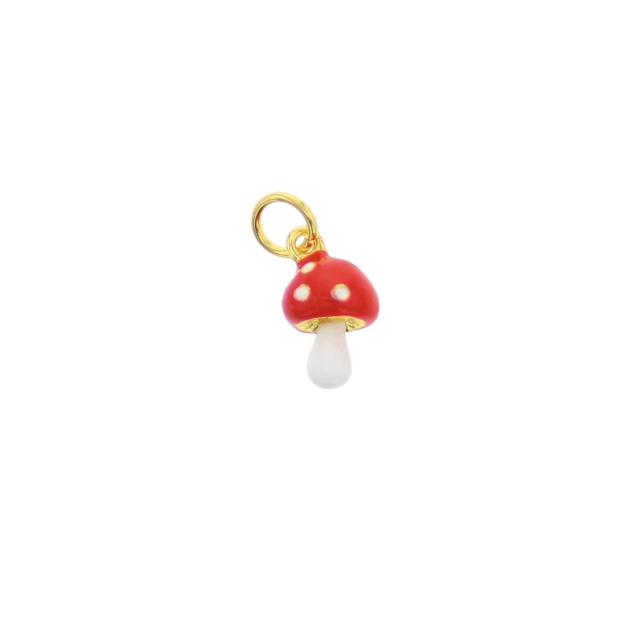 Gold Red Mushroom Charm
