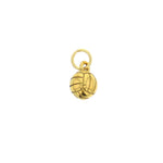 Gold metal charm shaped like a volleyball with detailed panel lines and a bright sheen