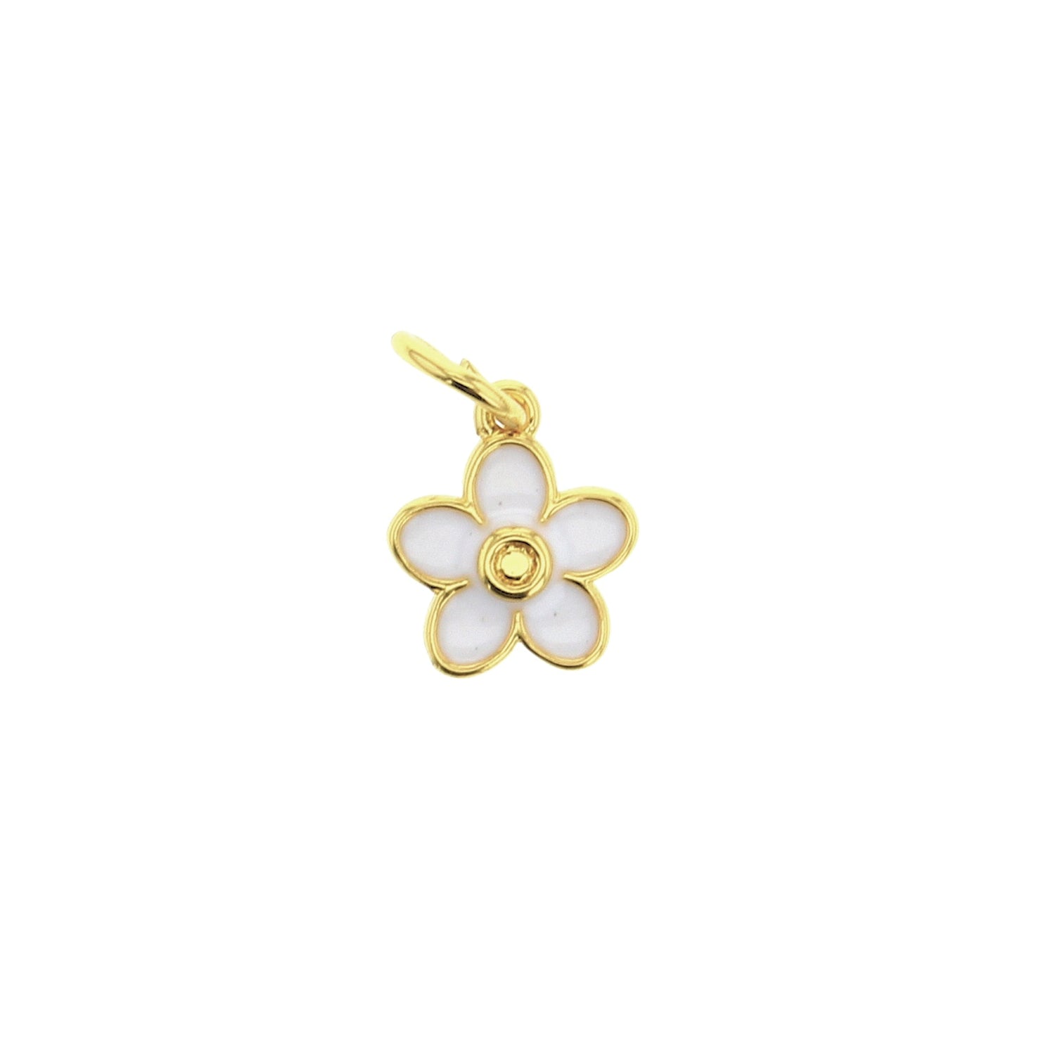 Gold White Flower Charm